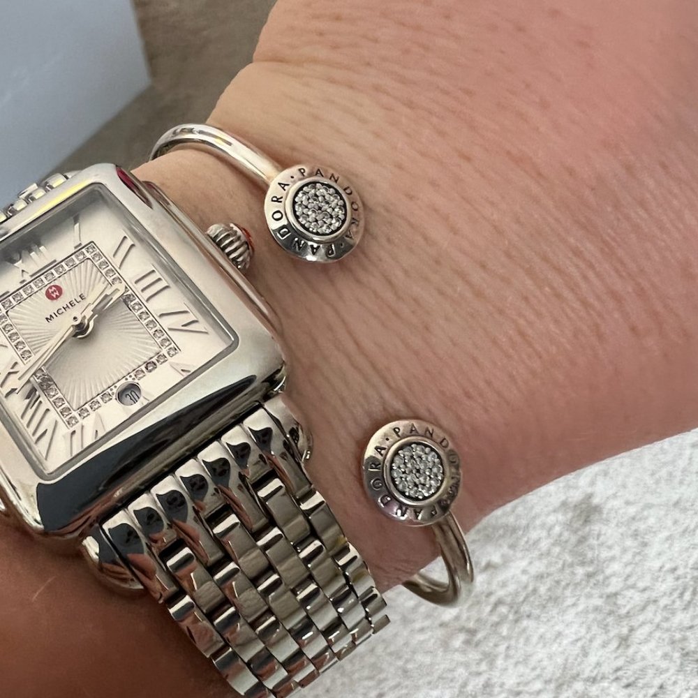 Pandora Logo Pavé Open Bangle